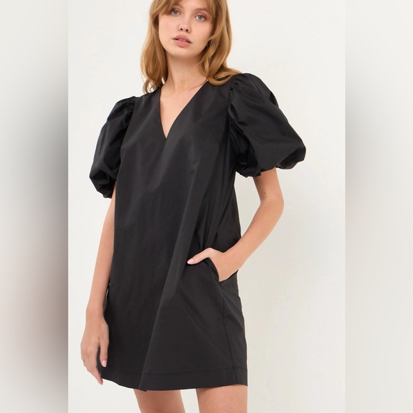 English Factory Puff Sleeve A-line Shift Mini Dress XS - Picture 2 of 11